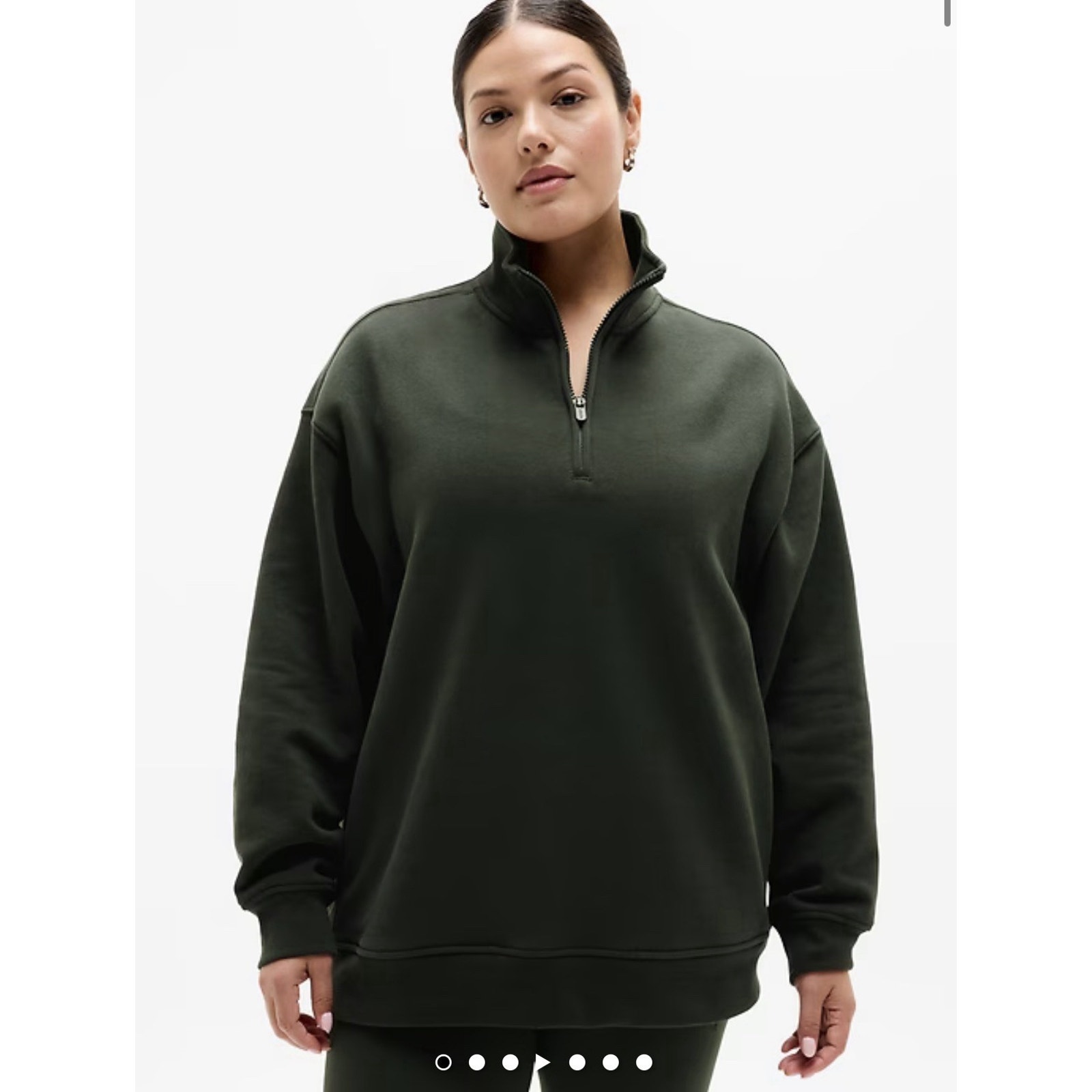 Athleta Dark Green 1/4 Zip Fleece Sweatshirt Pullover Women's Size M